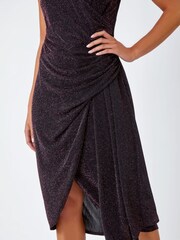 Roman Pink Petite Ruched Wrap Stretch Dress - Image 5 of 5