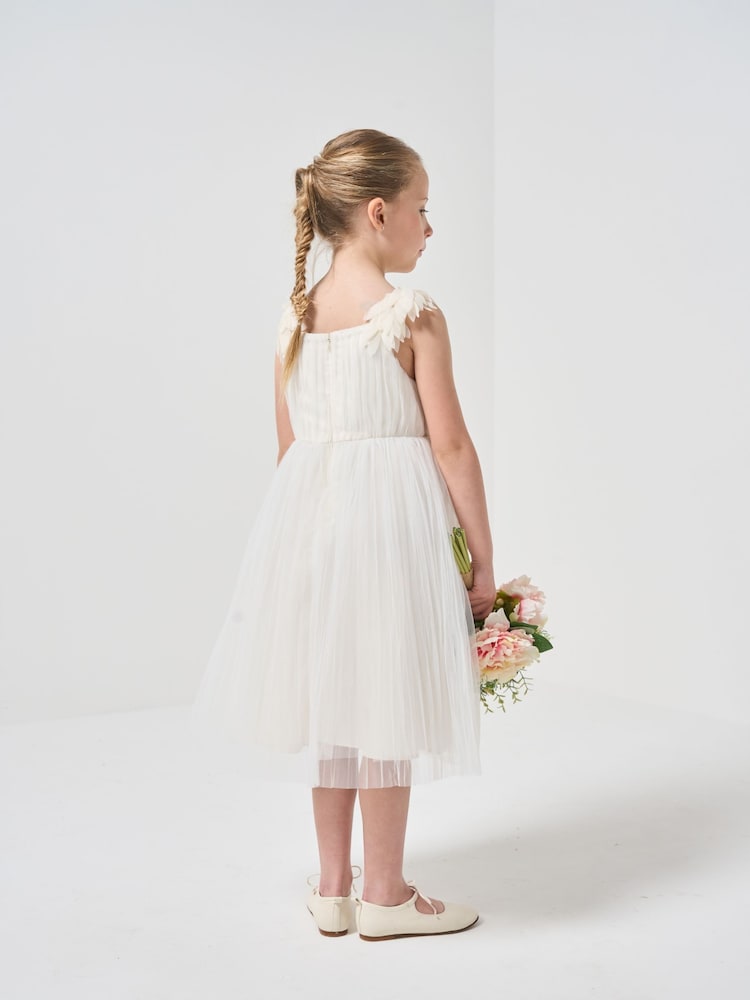 Angel & Rocket Ivory White Petal Shoulder Valerie Dress - Image 2 of 6