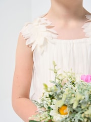 Angel & Rocket Ivory White Petal Shoulder Valerie Dress - Image 3 of 6
