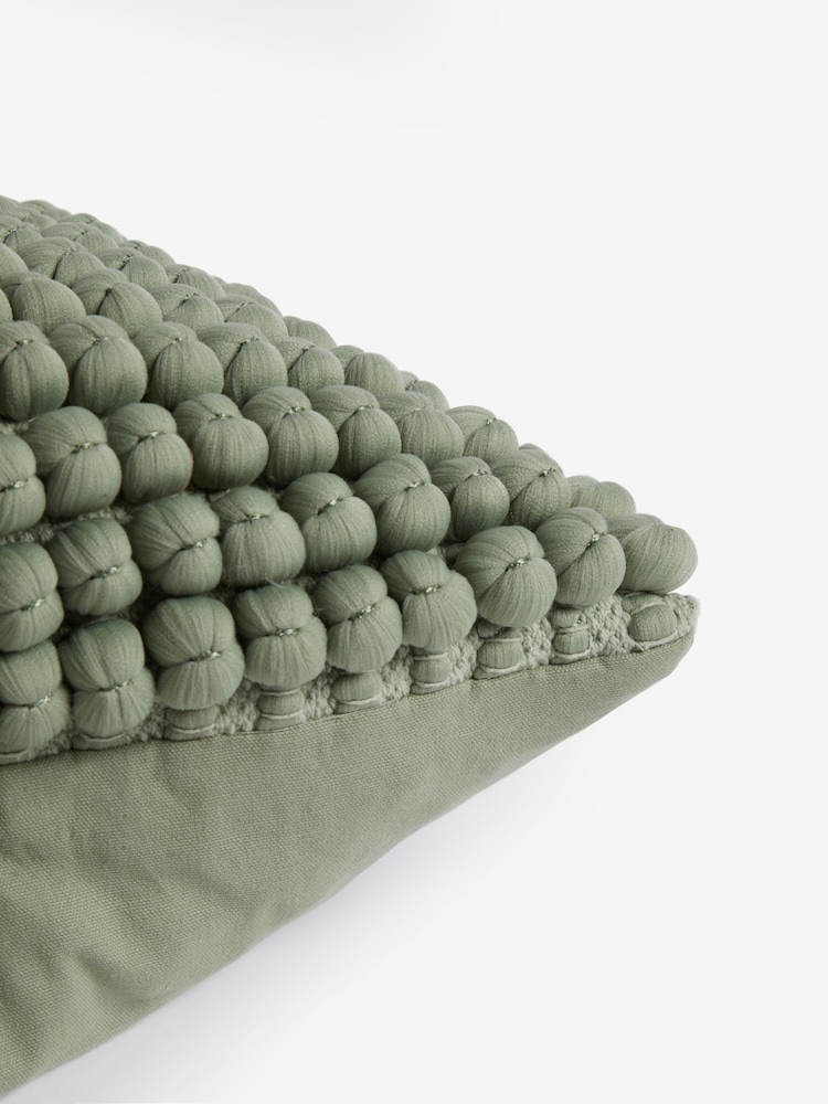 Sage Green 43 x 43cm Global Bobble 100% Cotton Cushion - Image 2 of 5