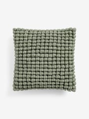 Sage Green 43 x 43cm Global Bobble 100% Cotton Cushion - Image 3 of 5