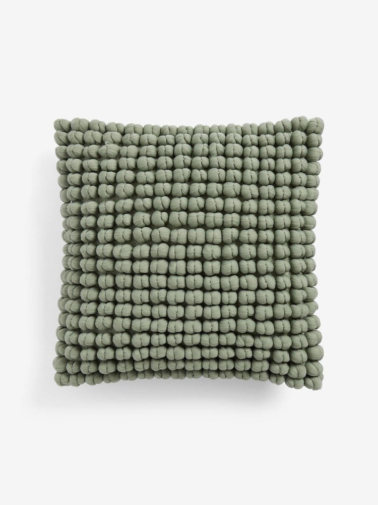 Sage Green 43 x 43cm Global Bobble 100% Cotton Cushion - Image 3 of 5