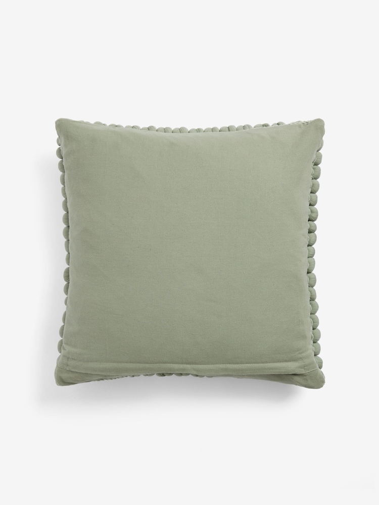 Sage Green 43 x 43cm Global Bobble 100% Cotton Cushion - Image 5 of 5