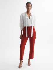 Reiss Red Hailey Tapered Pull On Trousers - Image 1 of 7