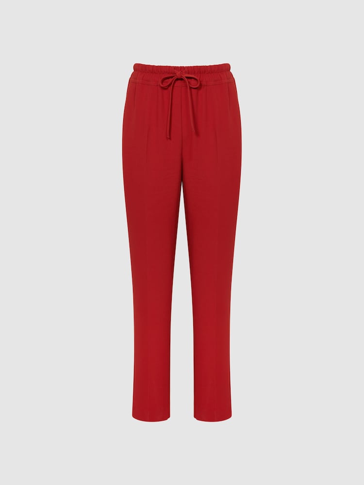 Reiss Red Hailey Tapered Pull On Trousers - Image 2 of 7
