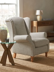 Chunky Weave Mid Natural Sherlock Highback Armchair - Image 1 of 9