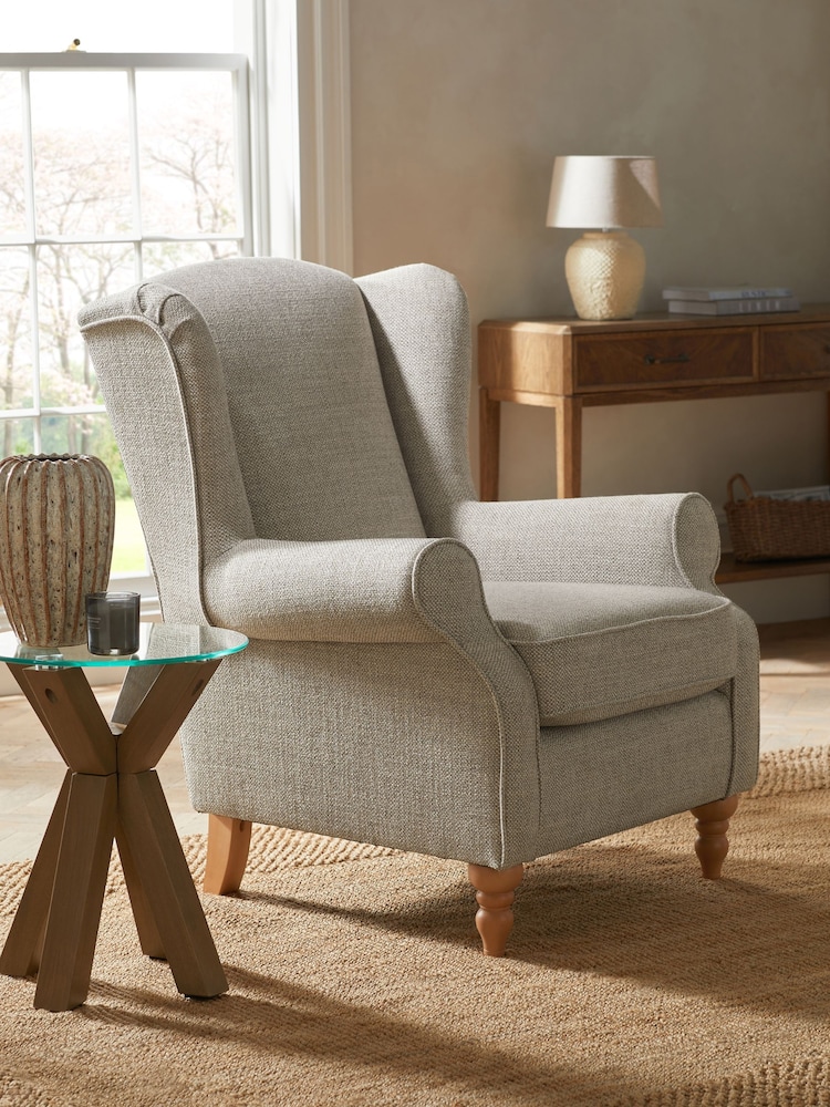 Chunky Weave Mid Natural Sherlock Highback Armchair - Image 1 of 9