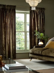 Olive Green Collection Luxe Heavyweight Lined Plush Velvet Pencil Pleat Curtains - Image 1 of 5