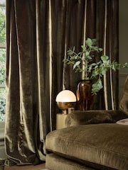 Olive Green Collection Luxe Heavyweight Lined Plush Velvet Pencil Pleat Curtains - Image 3 of 5