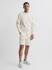 Reiss Off-White Jonty Jersey Cord Drawstring Waist Shorts - Image 1 of 5