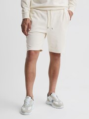 Reiss Off-White Jonty Jersey Cord Drawstring Waist Shorts - Image 3 of 5