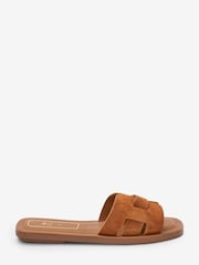 Marron fauve en daim - Sandales plates en cuir Forever Comfort® - Image 3 de 6