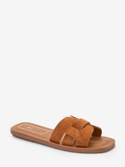Marron fauve en daim - Sandales plates en cuir Forever Comfort® - Image 4 de 6