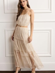 Ivory Cream Ruffle Tulle Strappy Cami Top - Image 1 of 5