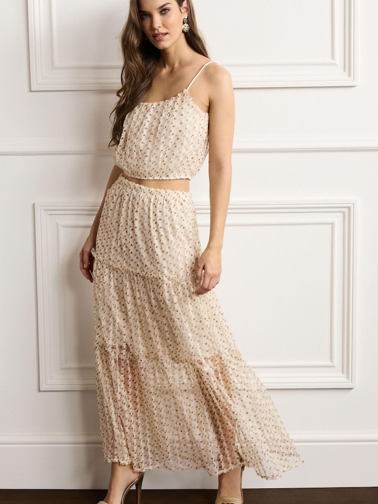 Ivory Cream Ruffle Tulle Strappy Cami Top - Image 1 of 5