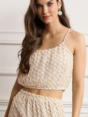 Ivory Cream Ruffle Tulle Strappy Cami Top - Image 2 of 5