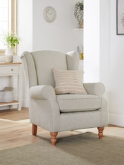 Tweedy Chenille Oyster Natural Sherlock Highback Armchair - Image 1 of 9