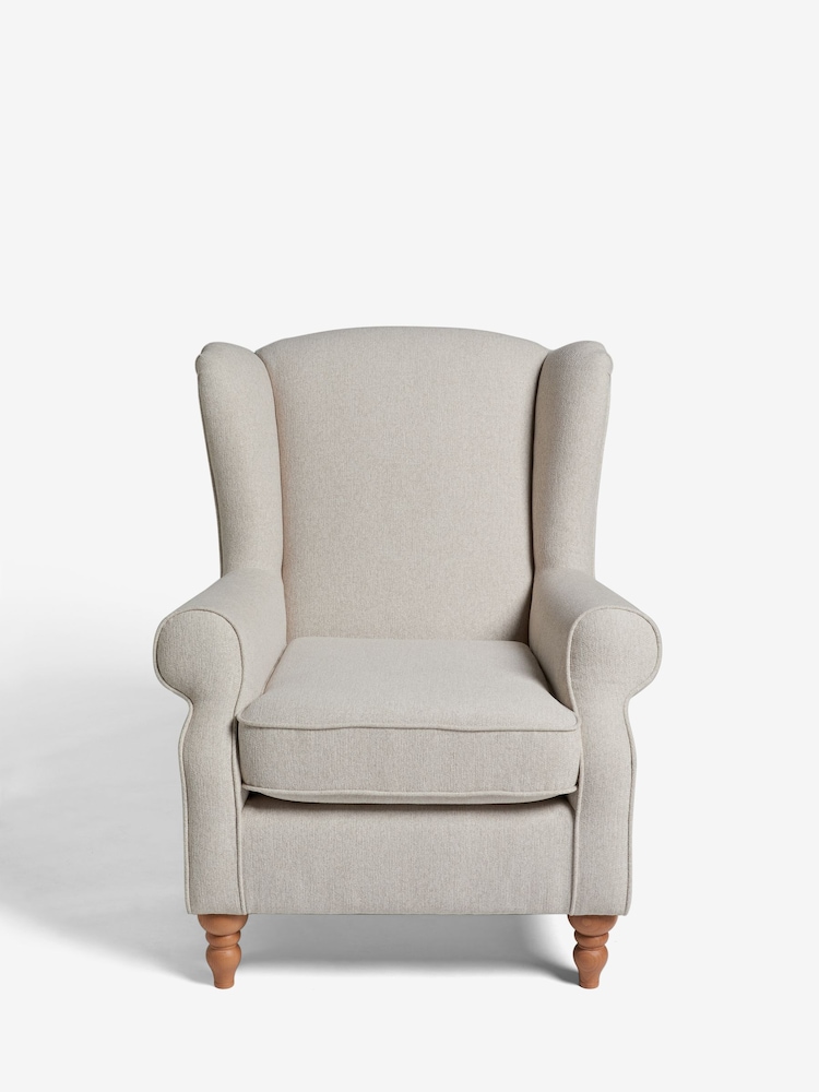 Buy Tweedy Chenille Oyster Natural Sherlock Highback Armchair from