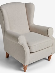 Tweedy Chenille Oyster Natural Sherlock Highback Armchair - Image 8 of 9