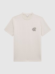 Reiss Off White Bradley R Short Sleeve Logo Jersey T-Shirt - Image 2 of 5