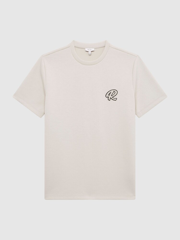 Reiss Off White Bradley R Short Sleeve Logo Jersey T-Shirt - Image 2 of 5