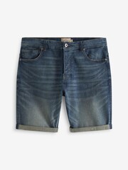 Dark Blue Slim Stretch Denim Shorts - Image 2 of 5