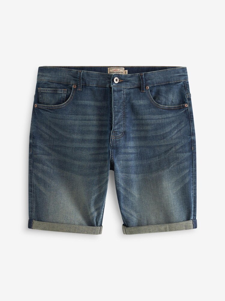 Dark Blue Slim Stretch Denim Shorts - Image 2 of 5