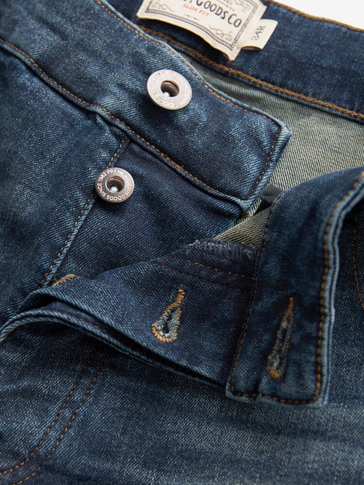 Dark Blue Slim Stretch Denim Shorts - Image 3 of 5