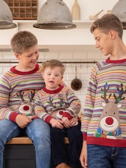 JoJo Maman Bébé Multi Reindeer Appliqué Fairisle Pattern Jumper - Image 3 of 4