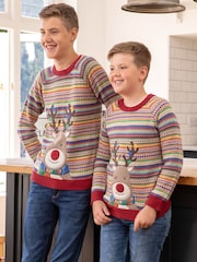 JoJo Maman Bébé Multi Reindeer Appliqué Fairisle Pattern Jumper - Image 4 of 4