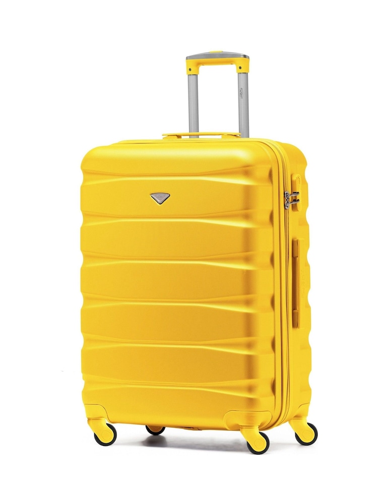 Flight Knight Yellow Medium Hardcase Lightweight Check In Suitcase With 4 Wheels - Image 1 of 7 Flight Knight Yellow Medium Hardcase Lightweight Check In Suitcase With 4 Wheels - Image 1 of 7