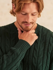 Green Regular Cable Crew Neck Jumper - Image 1 of 9