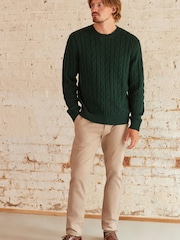 Green Regular Cable Crew Neck Jumper - Image 2 of 9