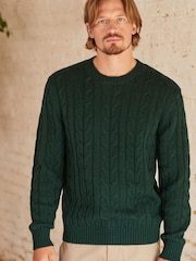 Green Regular Cable Crew Neck Jumper - Image 3 of 9