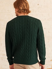 Green Regular Cable Crew Neck Jumper - Image 4 of 9