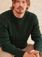 Green Regular Cable Crew Neck Jumper - Image 5 of 9