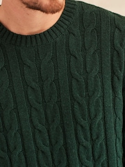 Green Regular Cable Crew Neck Jumper - Image 6 of 9