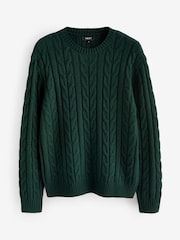 Green Regular Cable Crew Neck Jumper - Image 7 of 9