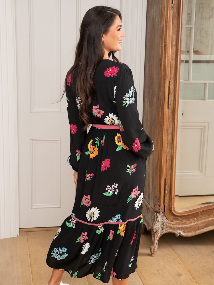 Pour Moi Black Amara Wrap Front Dress - Image 2 of 5