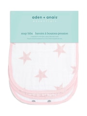 aden + anais Pink 100% Cotton Essentials Muslin Doll Snap Bibs 3 Pack - Image 2 of 6