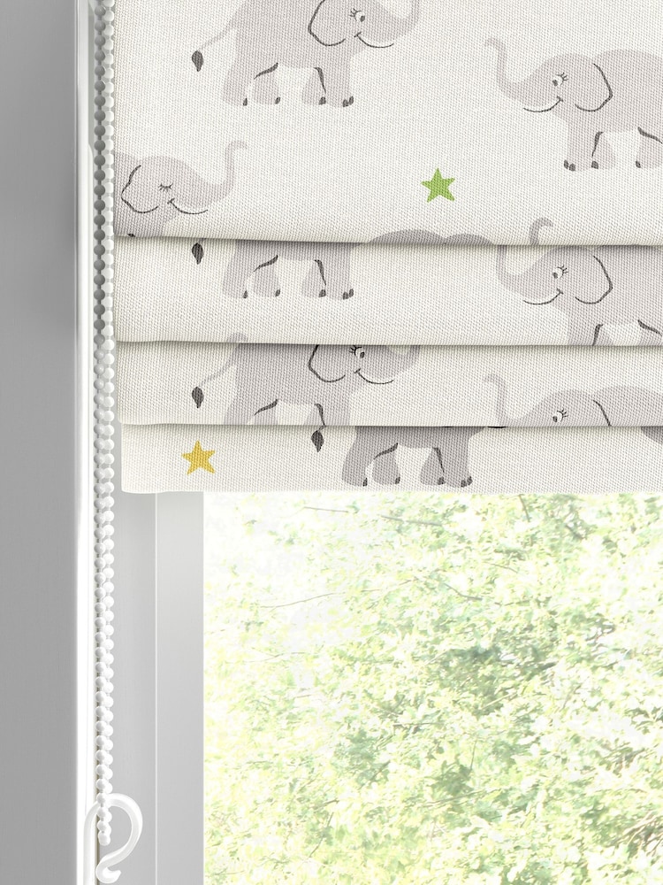 Cath Kidston Cream Kids Elephants Made To Measure Roman 100% Cotton Blinds - Image 2 of 6