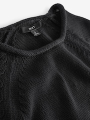 Black 100% Cotton Roll Edge Knitted T-Shirt - Image 5 of 6