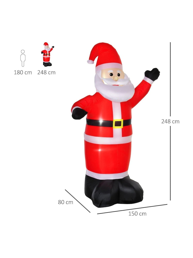 Homcom Red Outdoor 8ft Inflatable Santa Decoration - Image 5 of 5