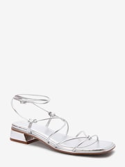 Silver Forever Comfort Knot Detail Ankle Strap Sandals - Image 5 of 7
