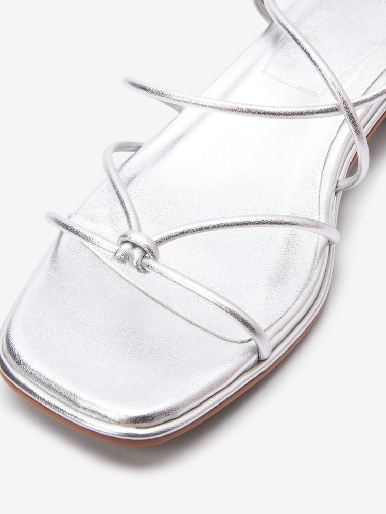 Silver Forever Comfort Knot Detail Ankle Strap Sandals - Image 7 of 7