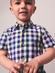 Navy Gingham Check Shirt (3mths-7yrs) - Image 4 of 4