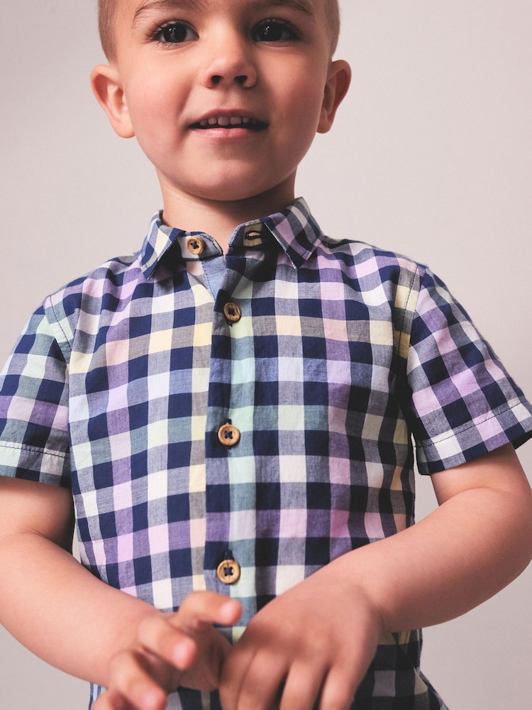 Navy Gingham Check Shirt (3mths-7yrs) - Image 4 of 4