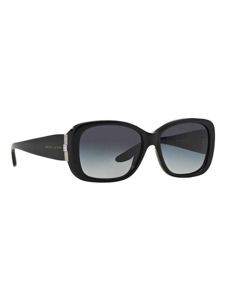 Ralph Lauren Black Oval Oversized Sunglasses - Image 1 of 9