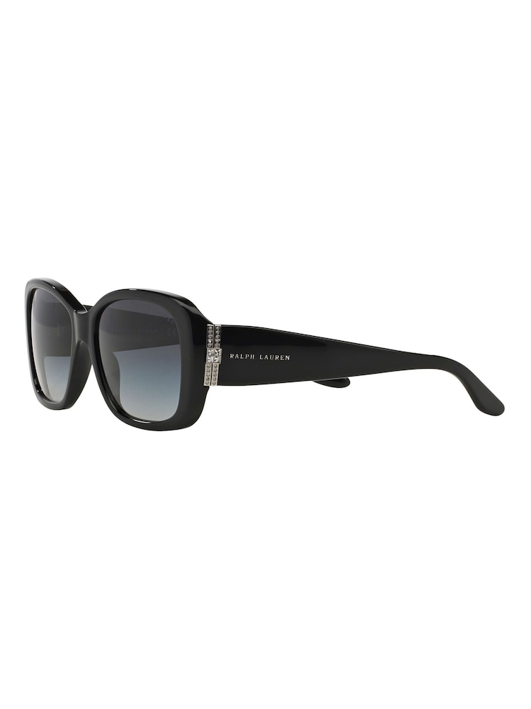 Ralph Lauren Black Oval Oversized Sunglasses - Image 8 of 9