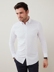 White Skinny Fit Easy Care Single Cuff Oxford Shirt - Image 4 of 9